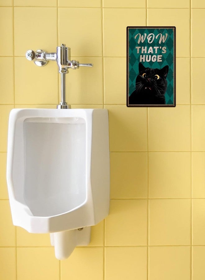 MAKABEE Funny Black Cat Bathroom Wall Art - Wow That's Huge, Vintage Tin Sign Decor is Cute Gifts for Cat Lovers, 8x12 Inch - Image 3